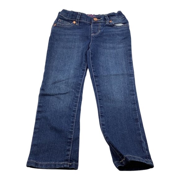 Childrens Place Girls Skinny Jeans 4T Blue Adjustable Waist Denim Cotton Blend - Picture 1 of 9